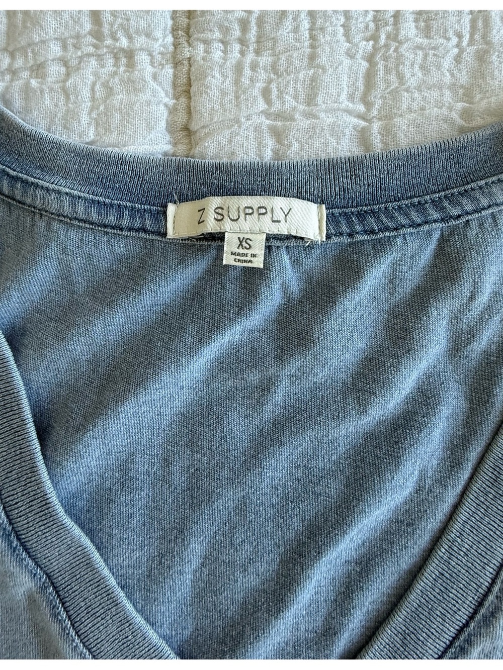 Z Supply Sloane V-Neck Jersey Denim Mini Dress - Picture 9 of 12